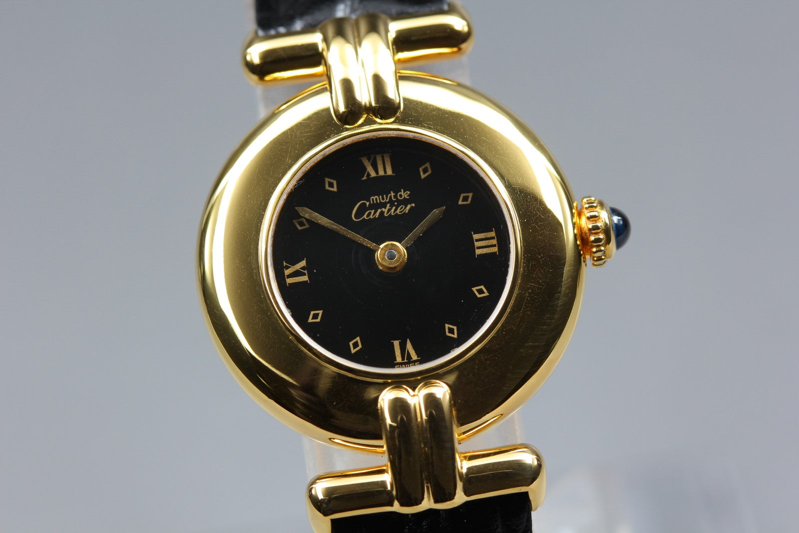 Cartier Must Colisee Vermeil 590002 Black Gold Women's Quartz Watch Vintage