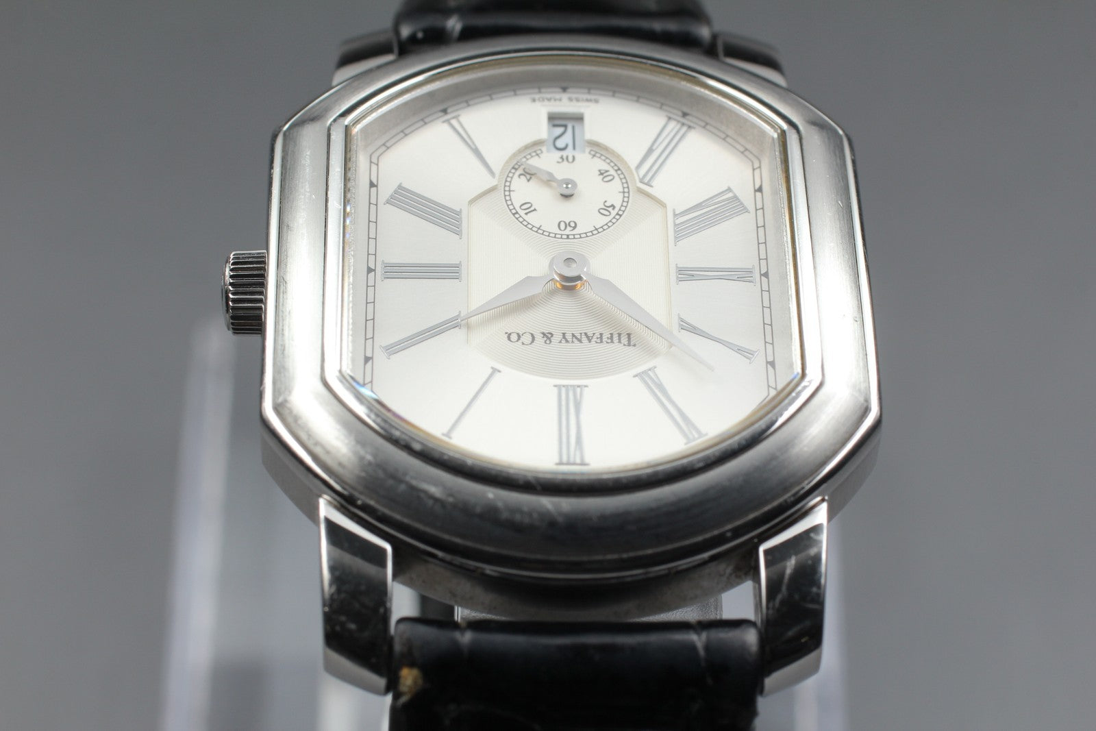 TIFFANY&Co. Mark coupe Silver Quartz Small Second Men's Watch 32mm JAPAN