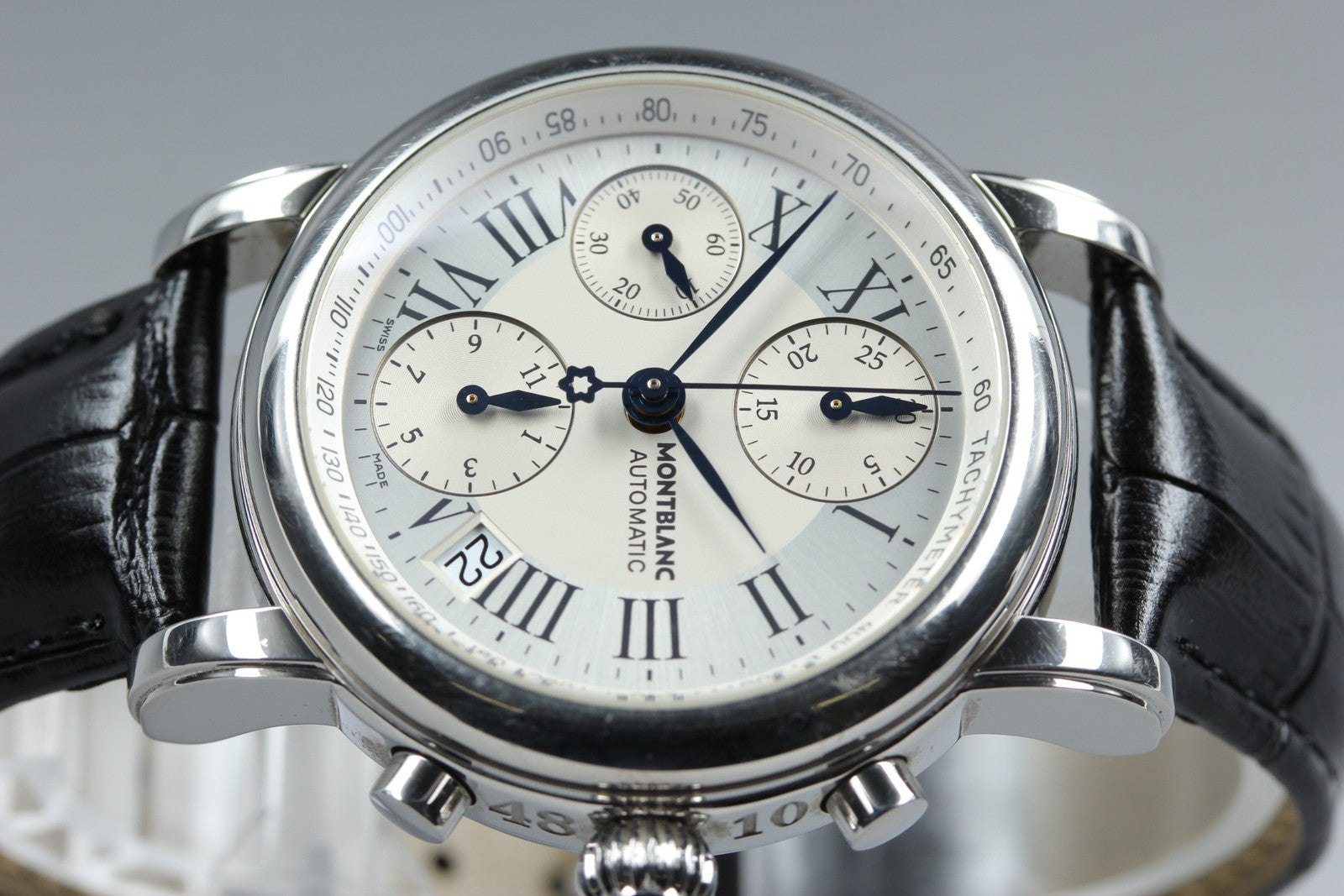 MONTBLANC Meisterstuck 7016 Automatic Chronograph Silver Men's Watch 38mm JAPAN
