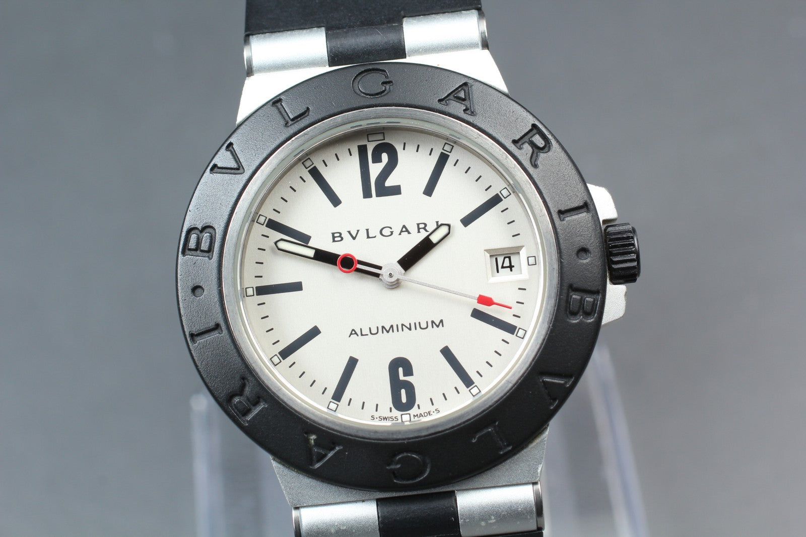 BVLGARI Aluminum AL38TA Silver Dial Date Automatic Men's Watch 38mm JAPAN Exc+5