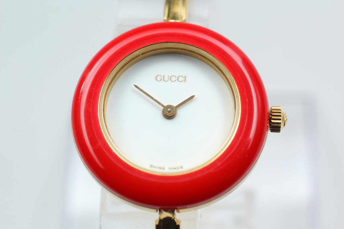 New Batt Gucci Change Bezel 11/12.2 12Color Women's White Quartz Watch JAPAN