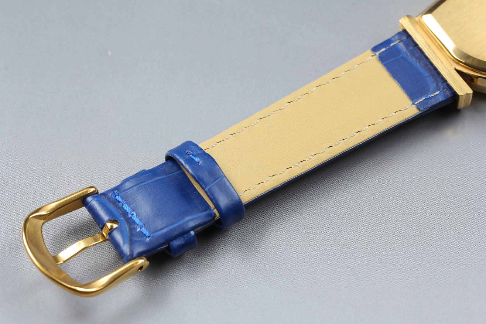 Vintage Jean d'eve Sectora Gold 30mm Blue Ivory Dial Unisex Quartz Watch