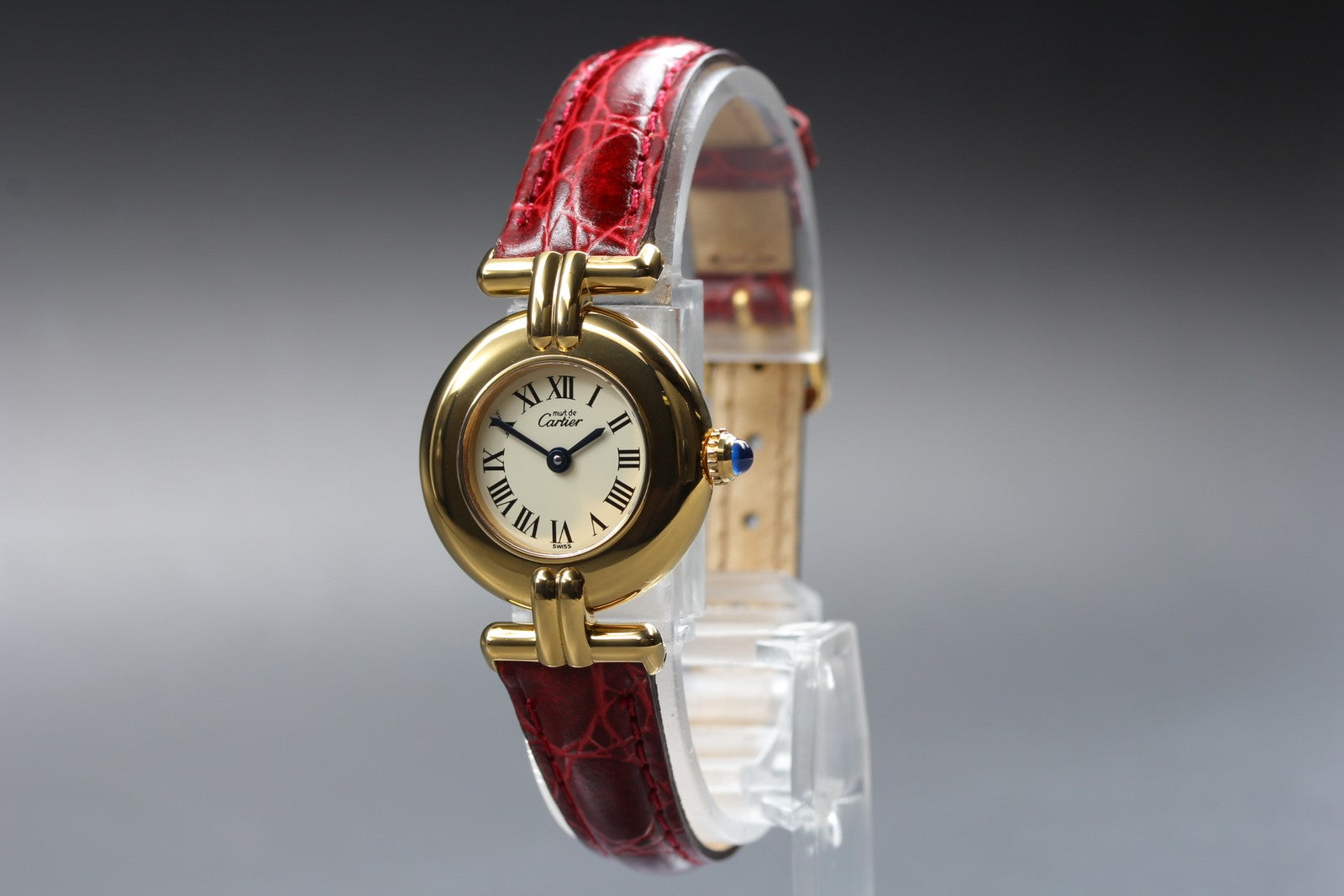 Vintage Cartier Must Colisee Vermeil 590002 Red Ivory Dial Women's Quartz Watch