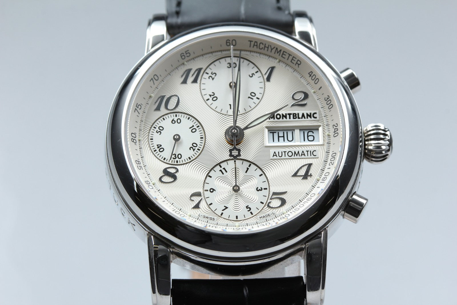MONTBLANC Meistersteck 7016 Silver Day/Date Automatic Men's Watch JP N MINT*Box