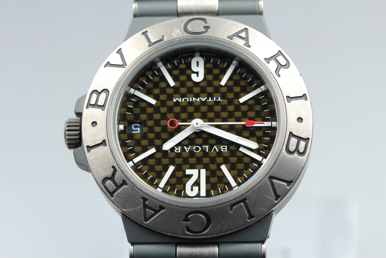 Vintage BVLGARI Diagono TI38TA Automatic Black Date Men's Watch 38mm From JAPAN