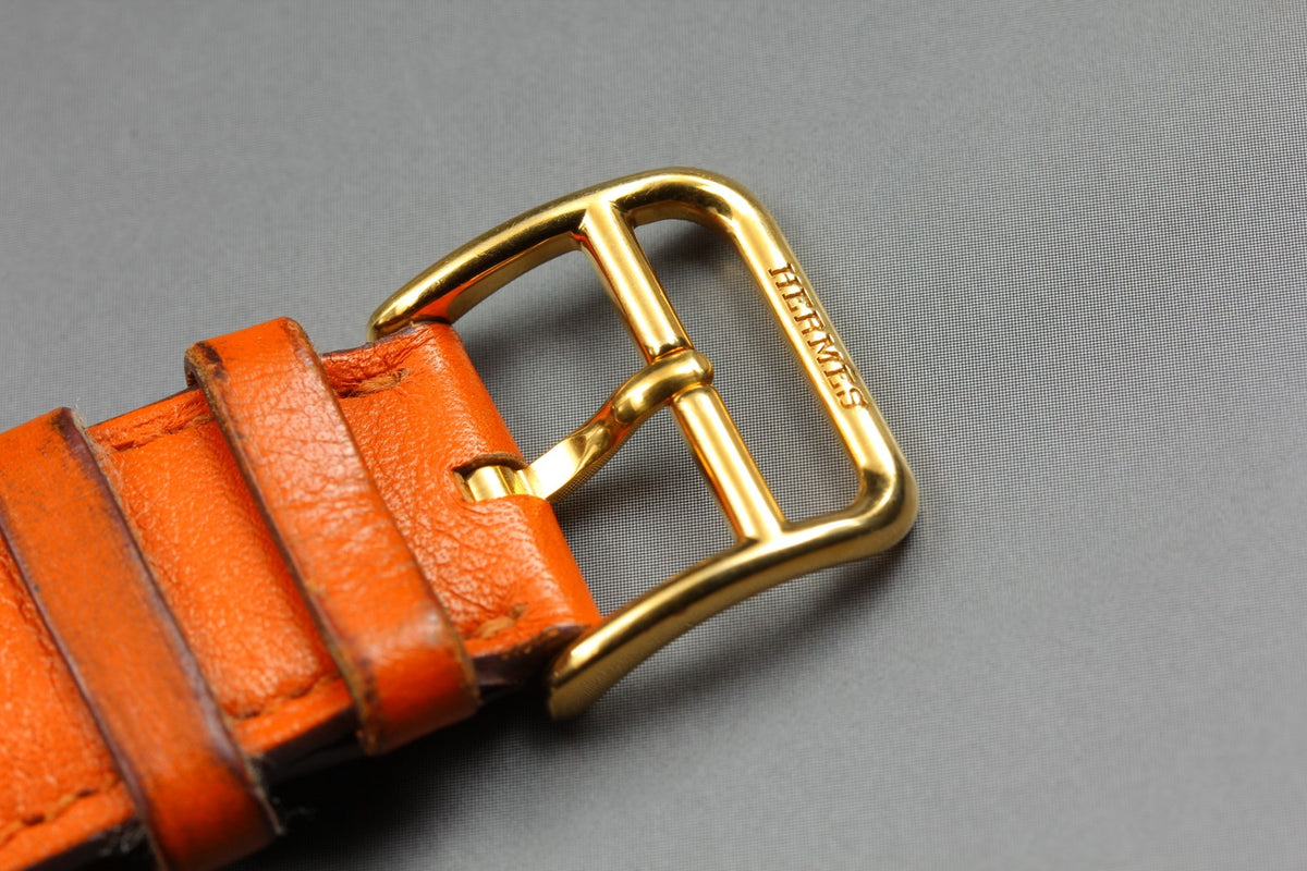 HERMES H Watch HH1.801 White Dial Gold Orange Leather Man's Watch Quartz
