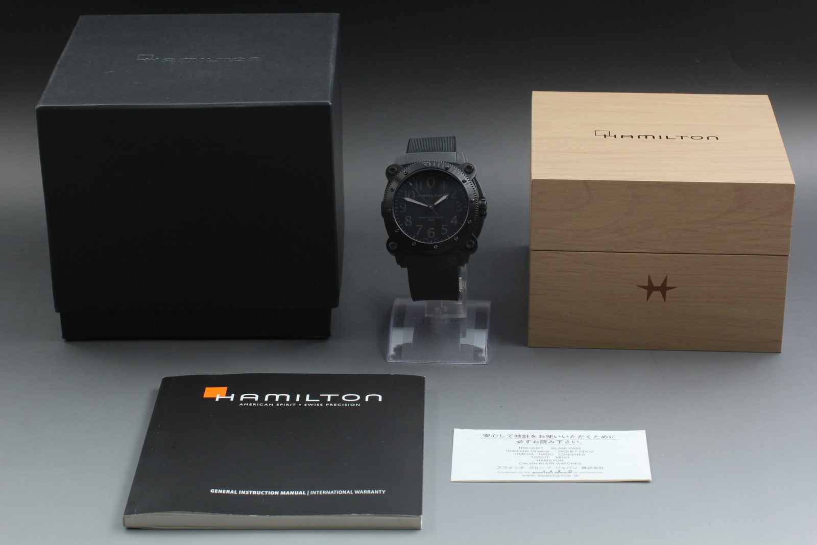 Hamilton Khaki Navy Belowzero H785050 Black Automatic Men's Watch 46mm JAPAN Box