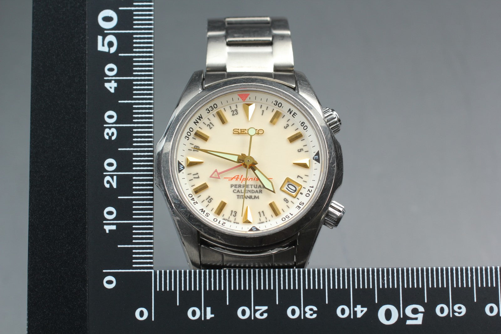 Overhauled SEIKO Alpinist 8F56-00D0 SBCJ021 Perpetual Titanium Men's Watch JAPAN