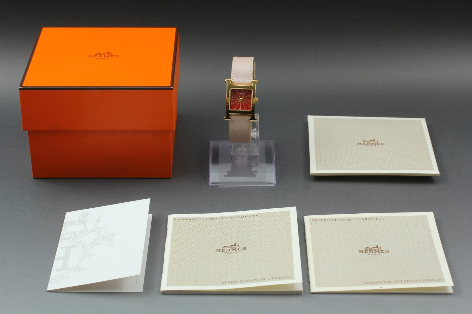 HERMES H Watch HH1.201 Quartz Red Dial Ladies Watch 21mm JP Box JAPAN