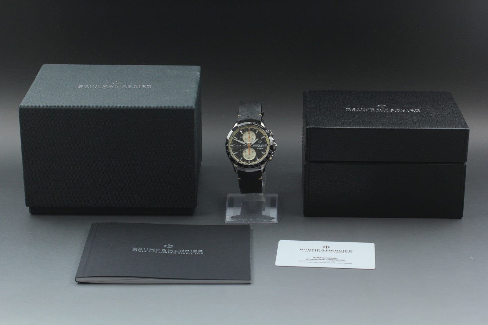 BAUME&MERCIER Clifton 65843 Automatic Men's Black Dial Watch 44mm JAPAN Box