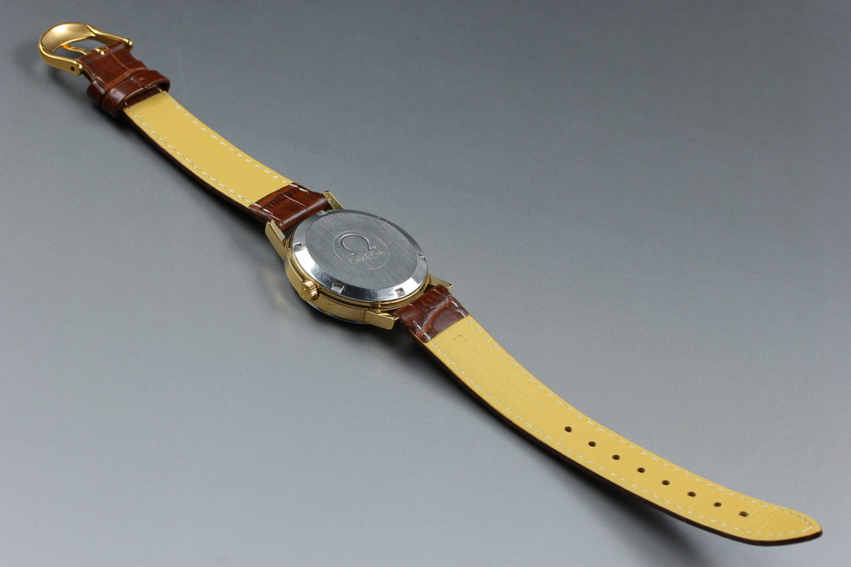 OMEGA Geneve Day-Date 166.0117 Cal.1022 Gold Brown 34mm AT Men's Watch Vintage
