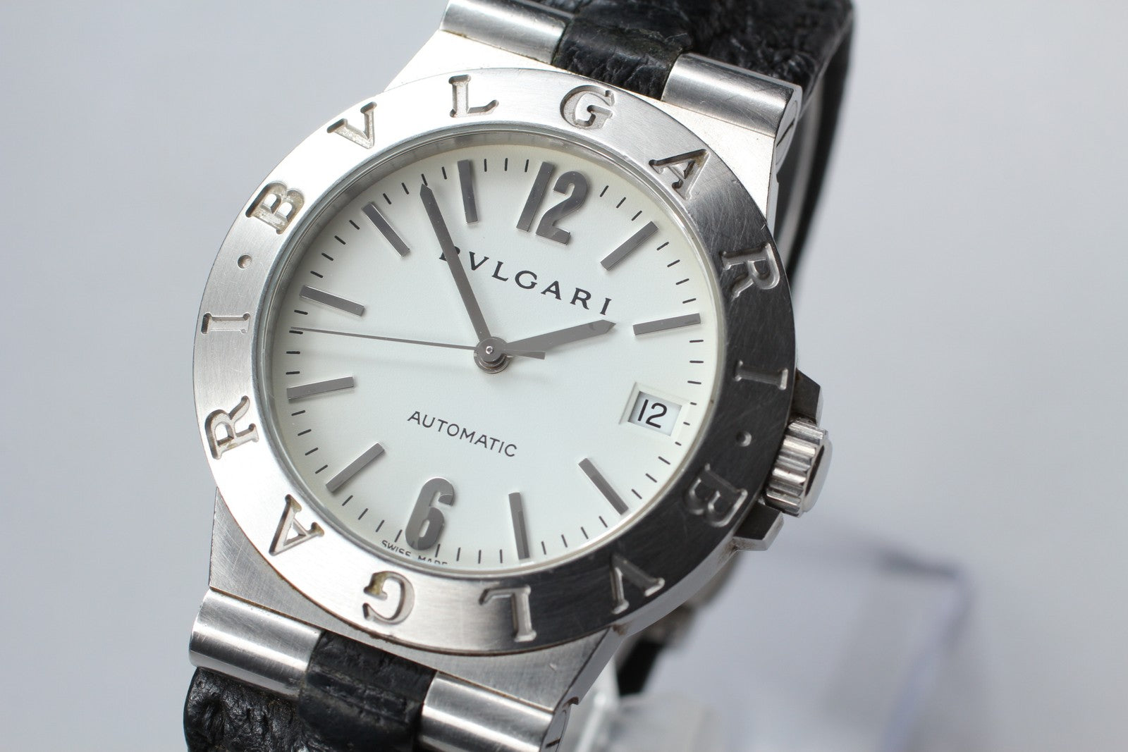 Exc+5* BVLGARI Diagono Sports LCV35S White Dial Automatic Men's Watch 36mm JAPAN