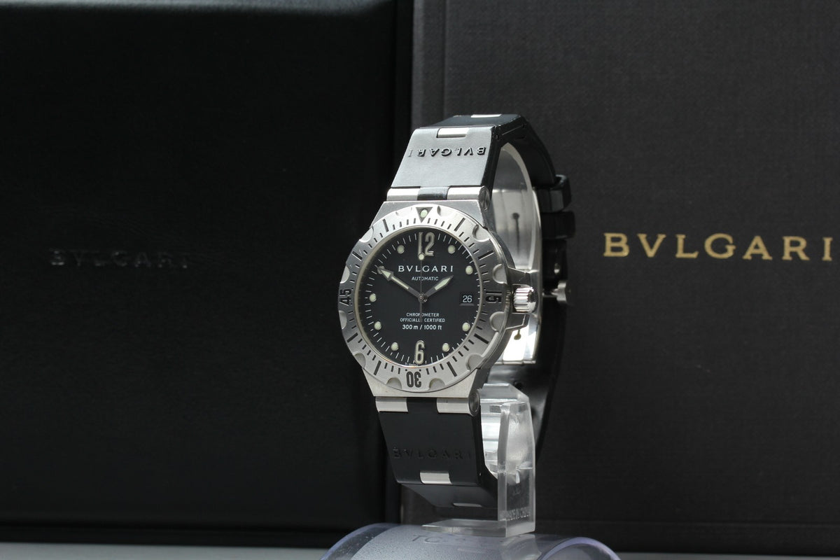 BVLGARI Diagono Scuba SD40S Date black Dial Automatic Men's Watch JAPAN Box
