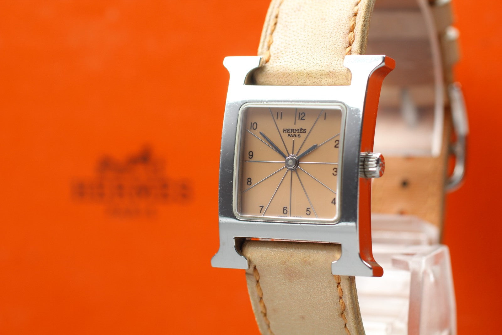 HERMES Hermès Heure H HH1.210 Quartz Orange Dial Women's Watch 21mm JAPAN Exc+5