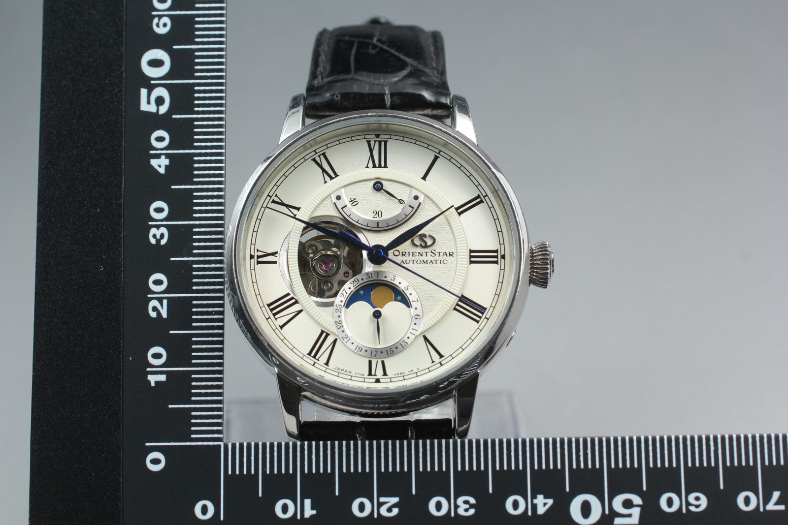 ORIENT STAR F7X6-UAA0 Moon Phase Automatic Silver Date Men's Watch 41mm Exc+5