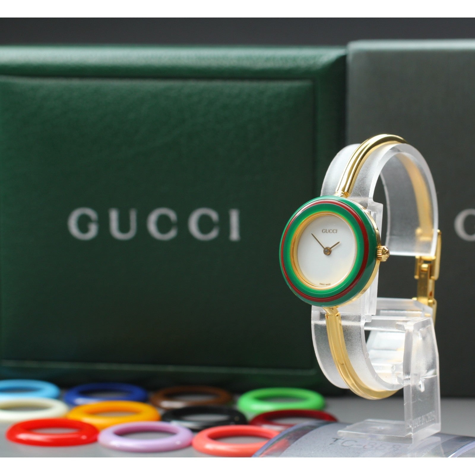 Vintage GUCCI change bezel 11/12.2 12color Quartz Women's Watch 25mm JAPAN Box