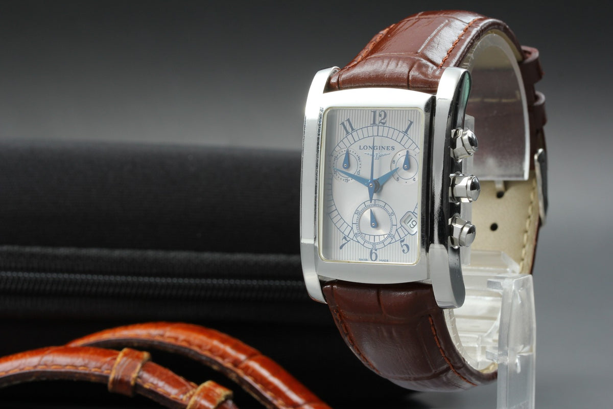 LONGINES Dolce Vita L5.656.4 Chronograph Quartz Silver Men's Watch 28mm JAPAN