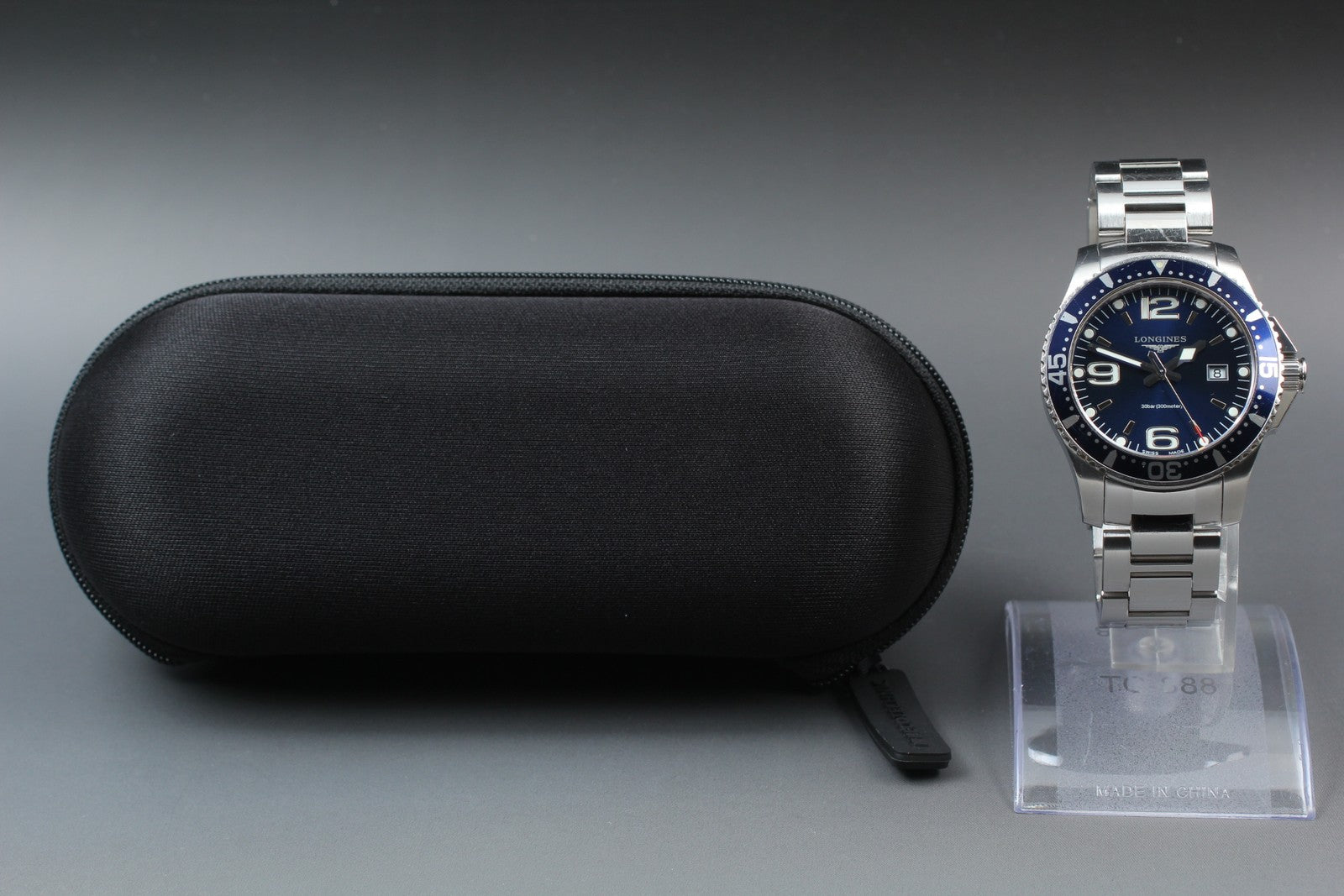 New Batt LONGINES Hydro Conquest L3.730.4 Blue Quartz Date Mens Watch 39mm Exc+5