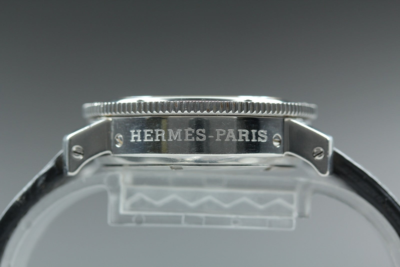 HERMES Clipper CL2.310 Quartz Black Chronograph Women's Watch 33mm Japan Box