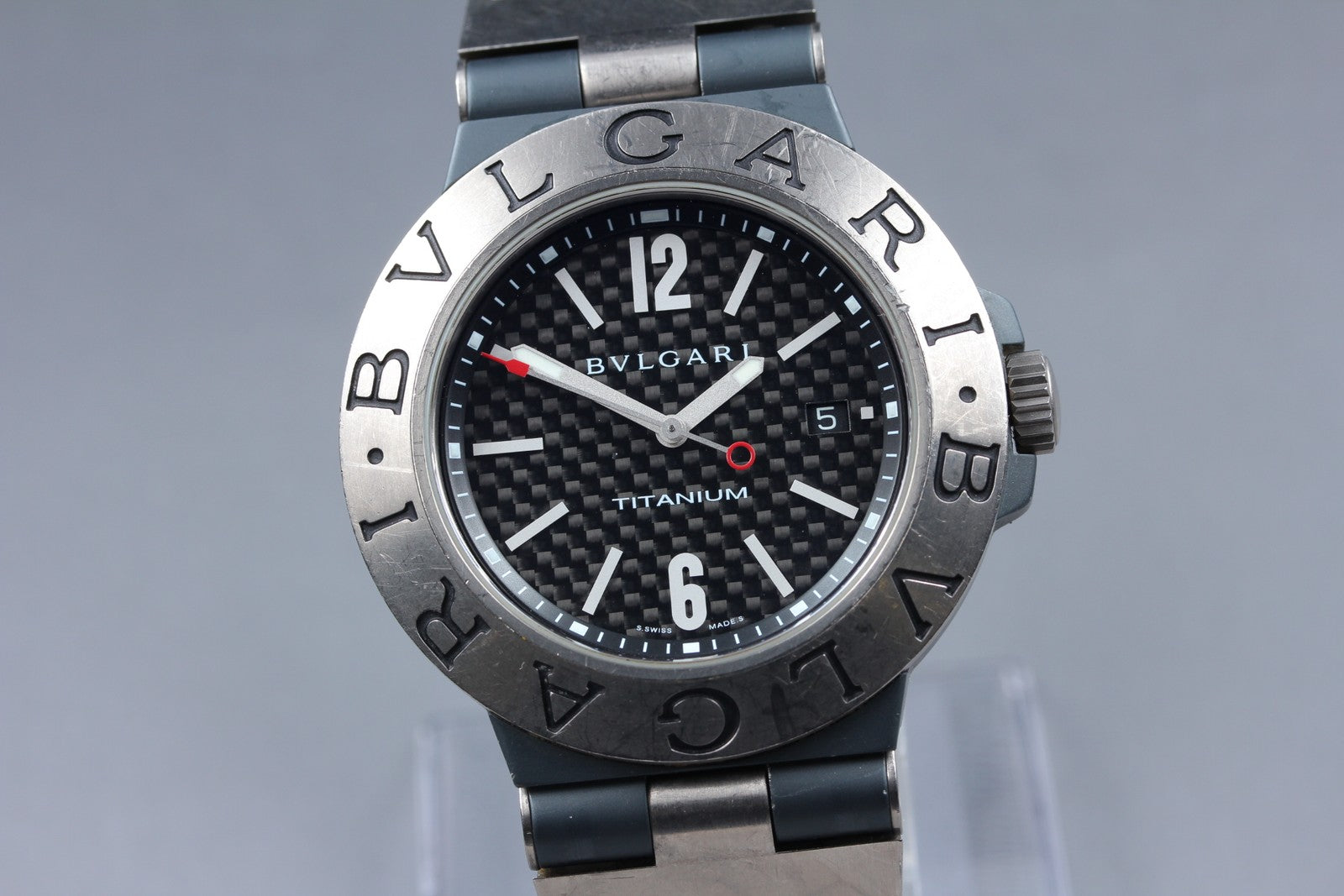 BVLGARI Diagono Titanium TI44TA Automatic Date Men's Watch 44mm JAPAN Exc+5*Box