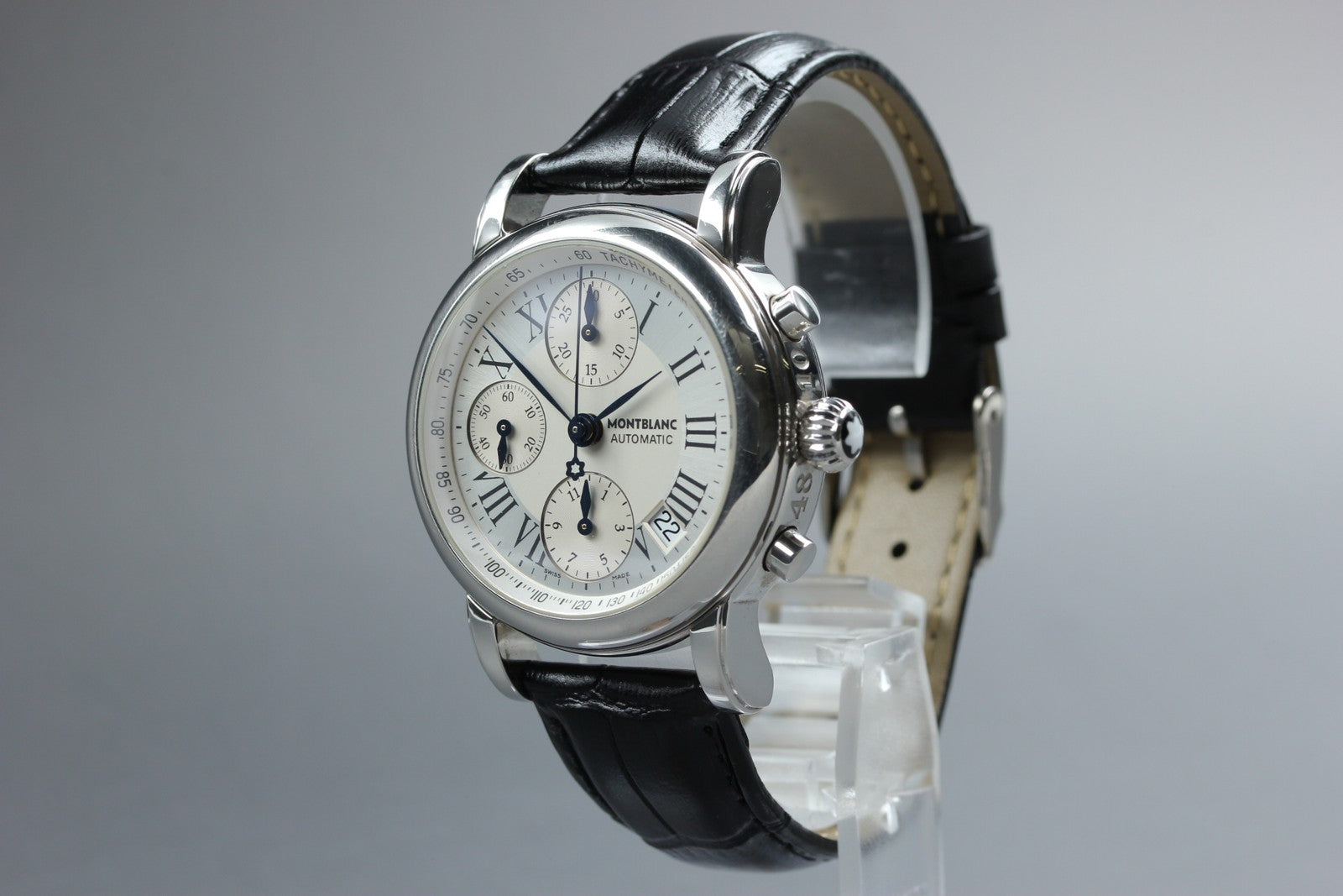 MONTBLANC Meisterstuck 7016 Automatic Chronograph Silver Men's Watch 38mm JAPAN