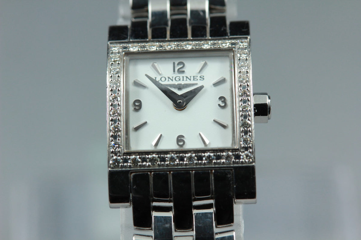 LONGINES Dolce Vita L5.161.0 Quartz Diamond Bezel White Women's Watch 16mm JAPAN