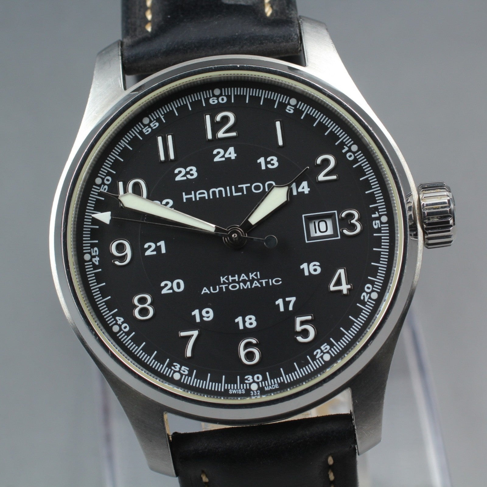 Exc+5* Hamilton KHAKI Field H706250 Black Dial Automatic Men's Watch 44mm JAPAN