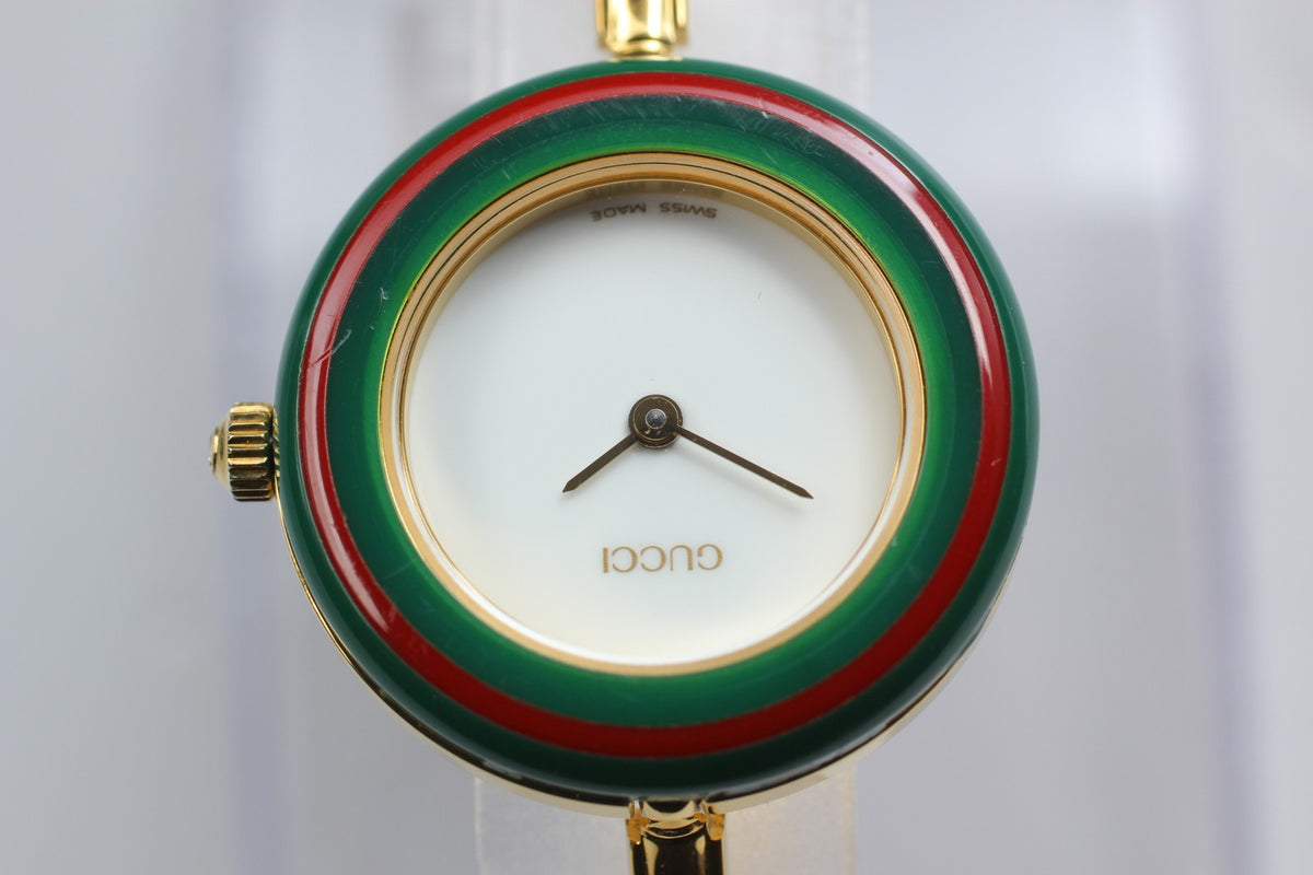 New Batt GUCCI Change Bezel 11/12.2 12Color Quartz Women's Watch w/Box JAPAN