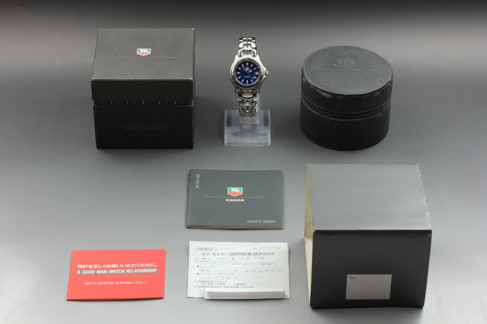 Vintage TAG HEUER SEL WG111A Quartz Blue Dial Men's Watch 36mm JAPAN Box