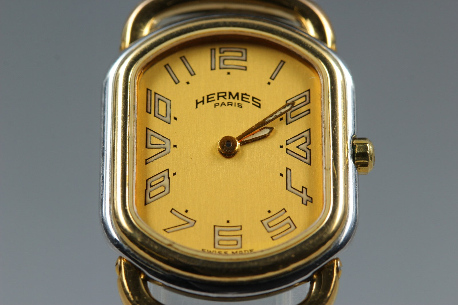 New Batt HERMES Rally Quartz Gold Dial Women's Watch 20mm From JAPAN