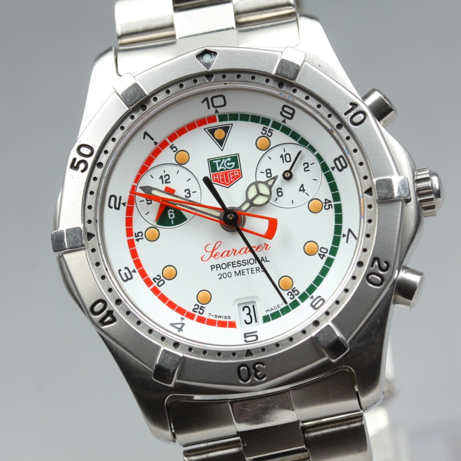 TAG HEUER Regatta CK111R Chronograp Quartz White Dial Men's Watch 39mm JAPAN Box