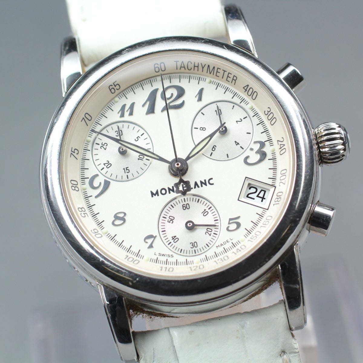 MONTBLANC Meisterstuck 7039 Quartz Silver Chronograph Women's Watch 30mm JAPAN