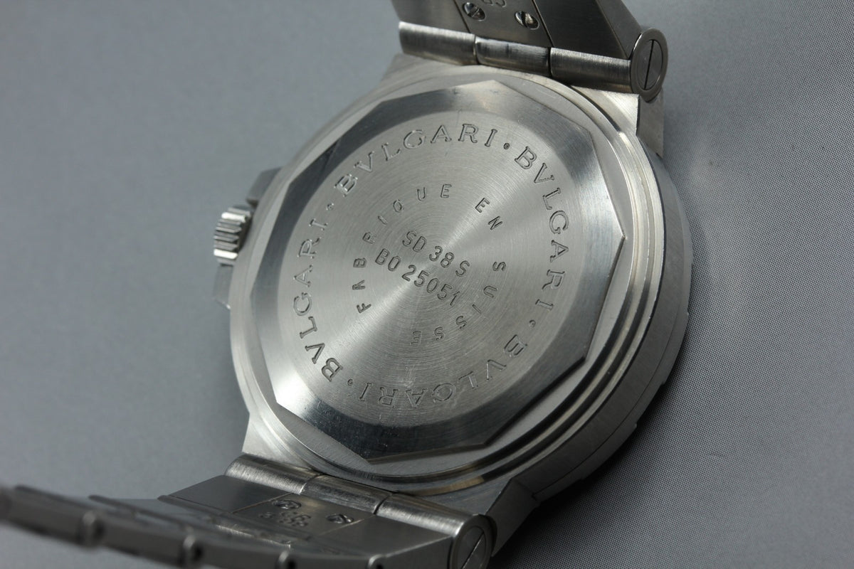 BVLGARI Diagono Scuba SD38S Automatic Date Black Men's Watch 38mm JAPAN Box