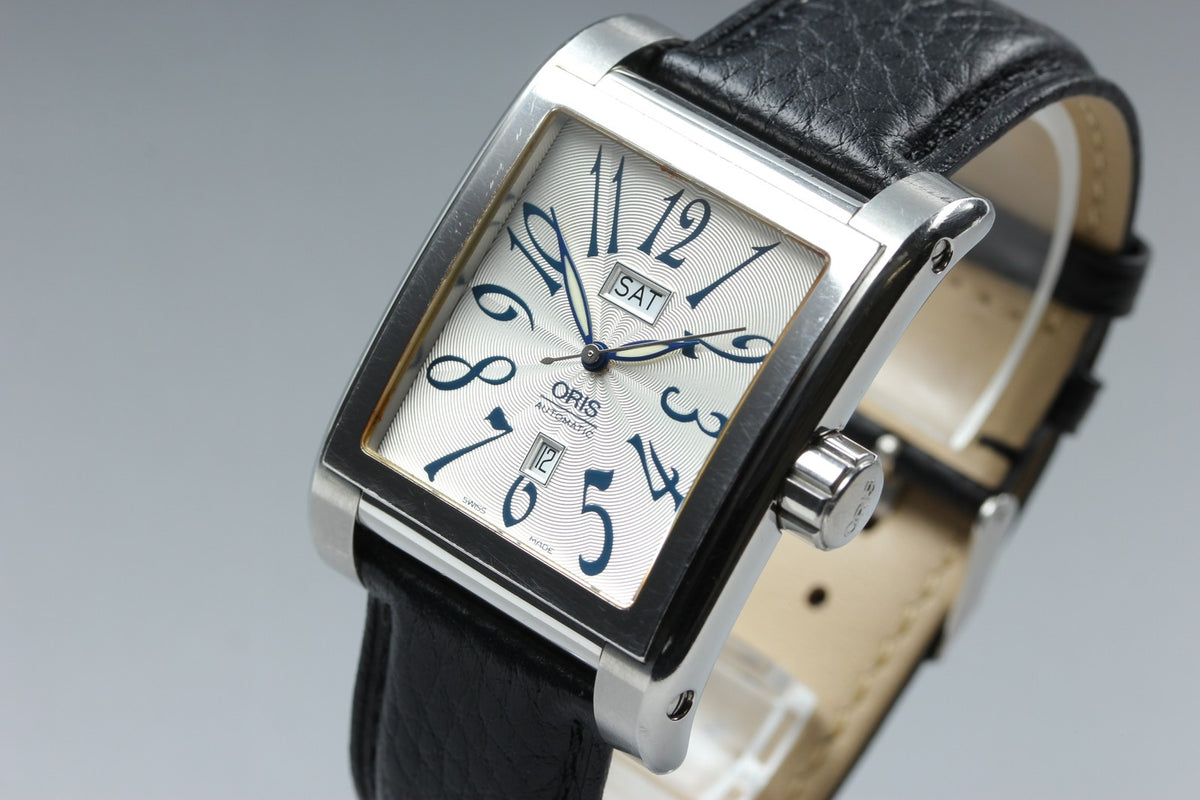 ORIS Miles Rectangular 7528 Day Date Silver Black 33mm Automatic Men's Watch