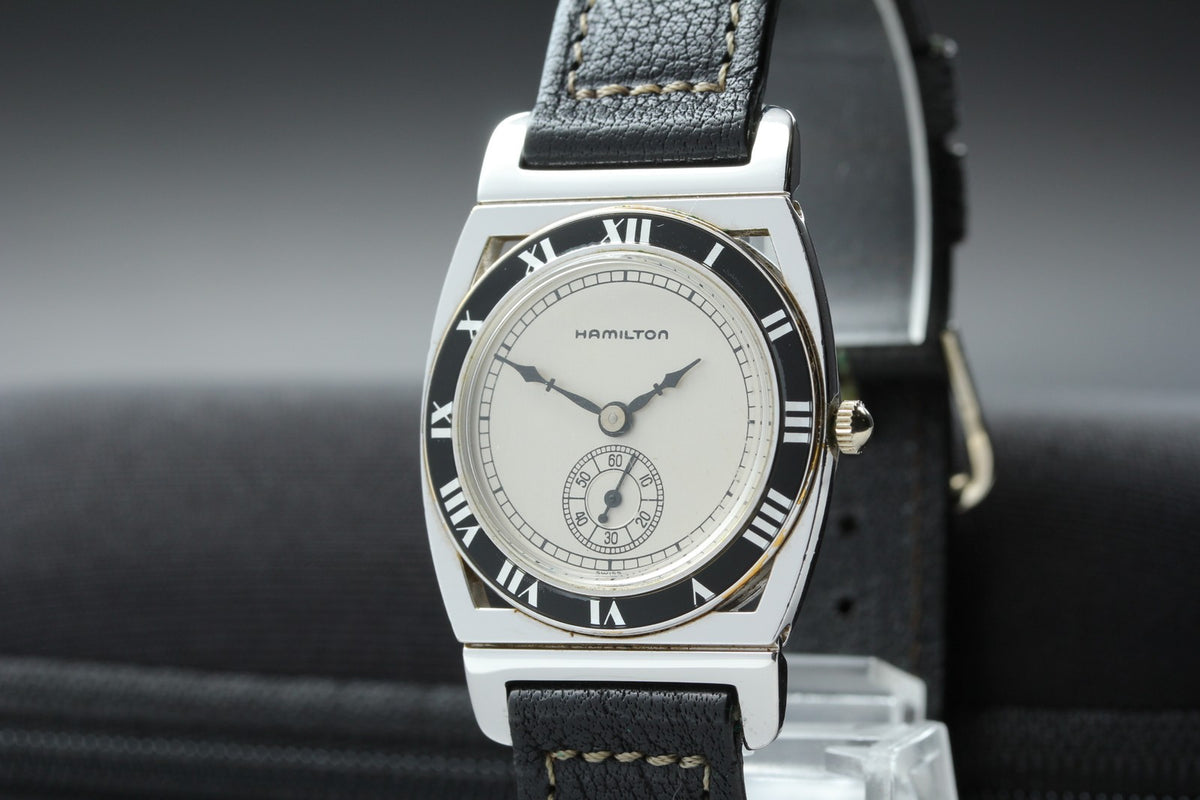 Vintage Hamilton piping Rock Quartz 18k White Gold EP Women's Watch 29mm JAPAN