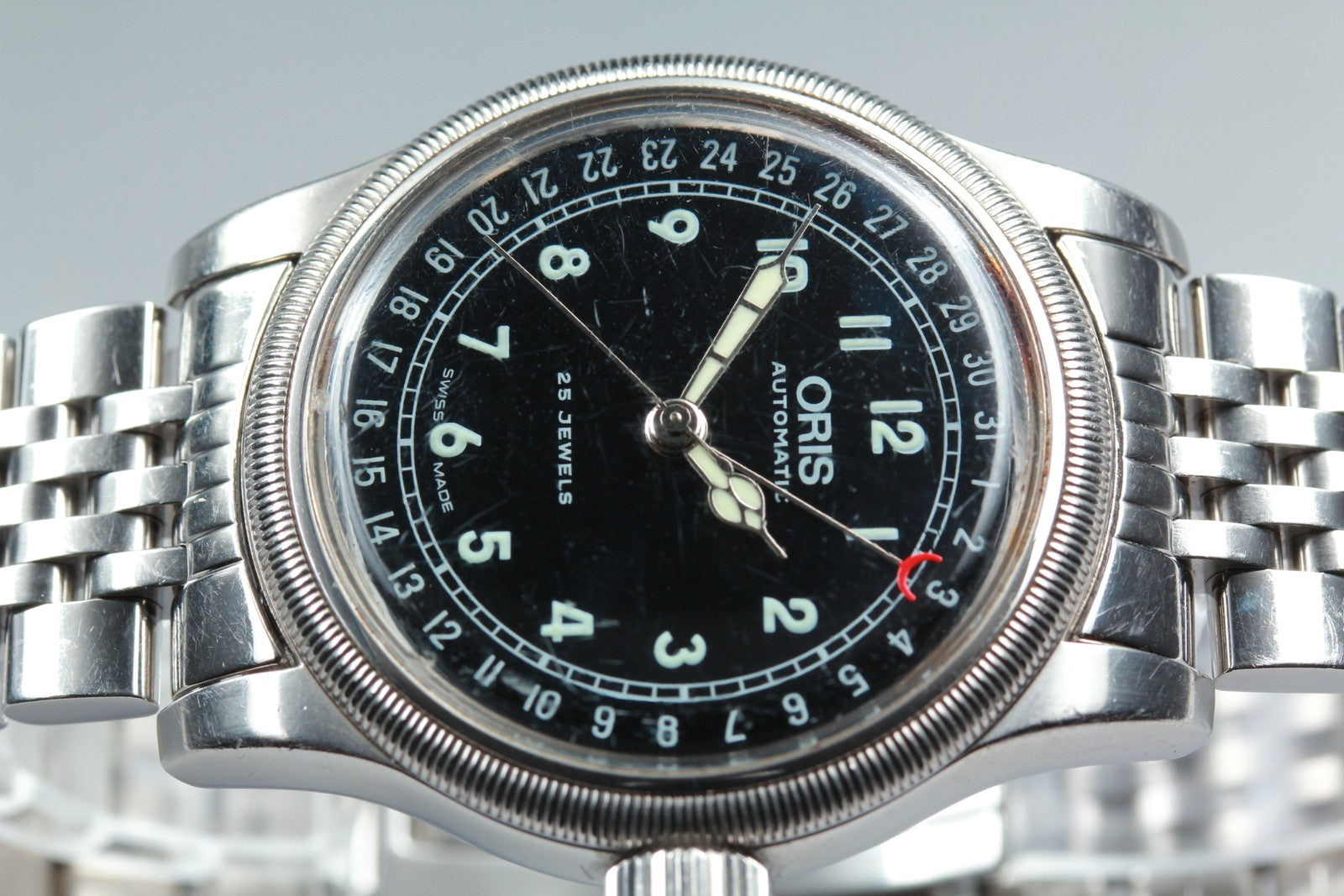 Vintage ORIS Big Crown Pointer Date 7543 Black Men's Automatic Watch 40mm Exc+4