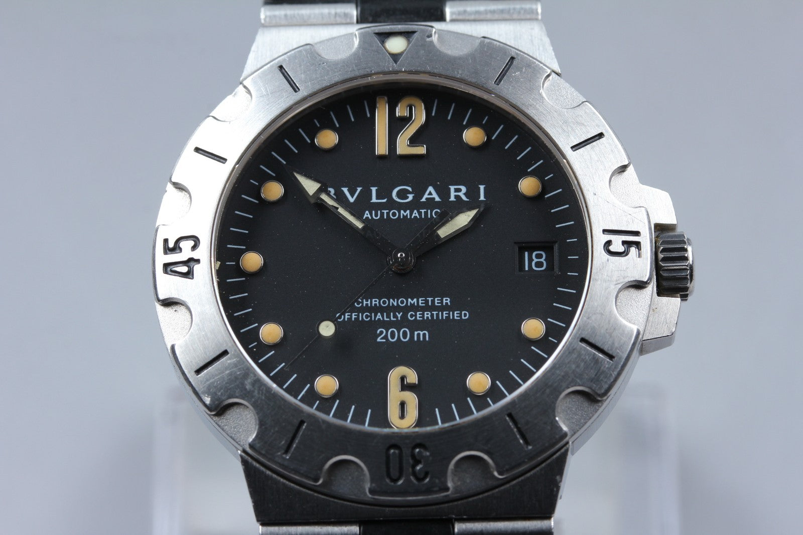 Exc+5*Box BVLGARI Diagono Scuba SD38S Black Automatic Men's Watch 38mm JAPAN