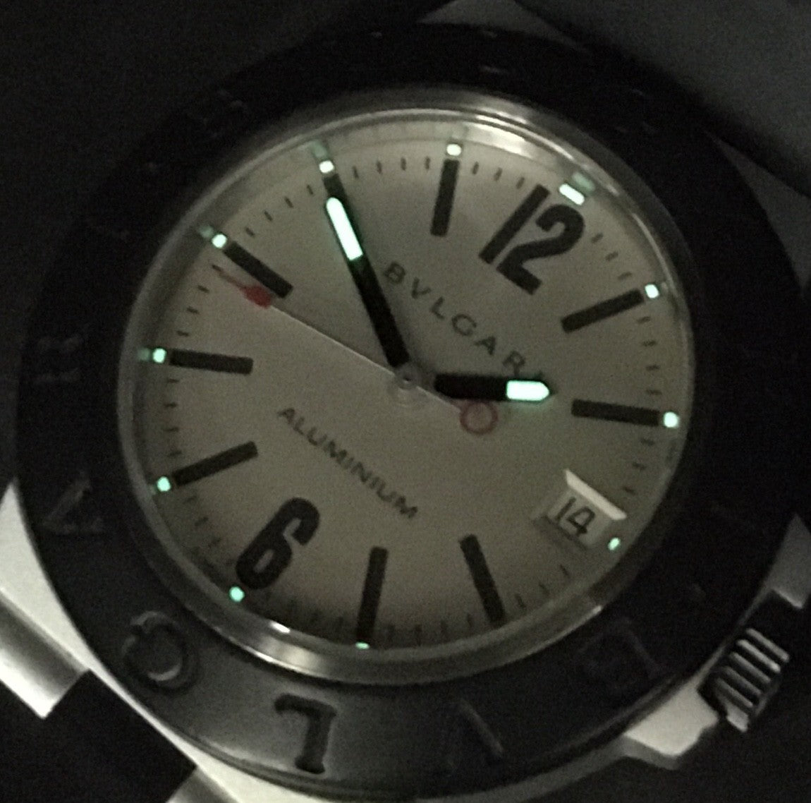 BVLGARI Aluminum AL38TA Silver Dial Date Automatic Men's Watch 38mm JAPAN Exc+5