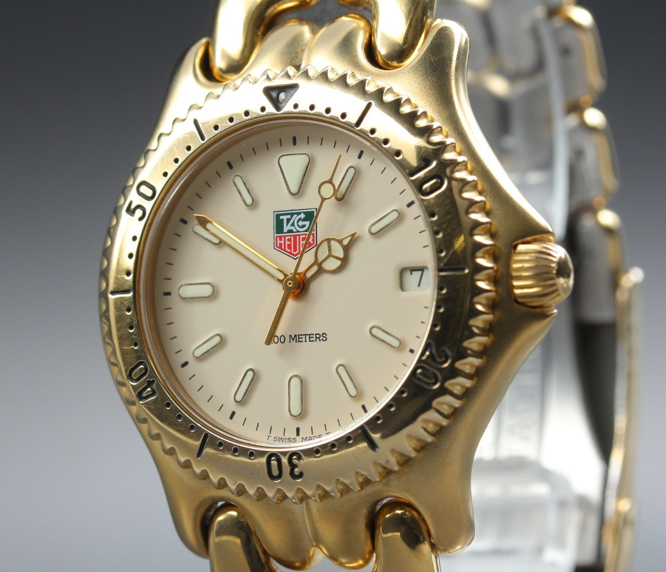 Vintage TAG Heuer S/el S94.706M Date 37mm Gold Cream Dial Men's Quartz Watch