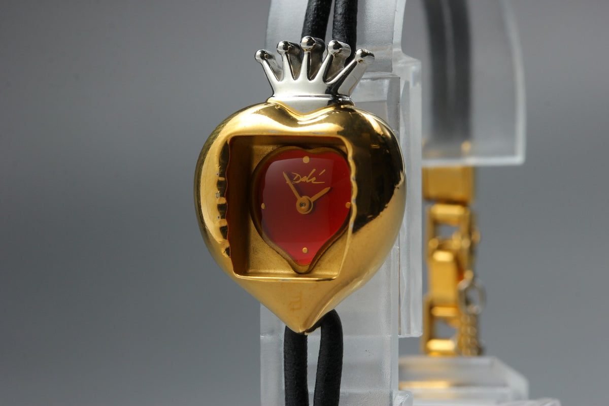 Salvador Dali Royal Heart 19mm Gold Red Dial Women's Quartz Watch JAPAN