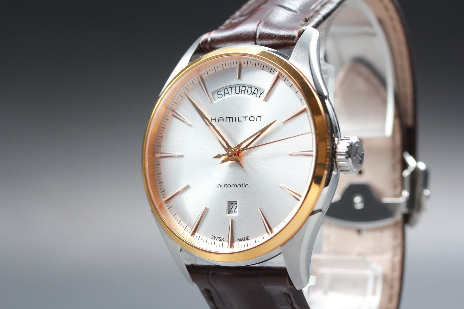 Hamilton Jazzmaster H425250 Silver Automat Day/Date Men's Watch 42mm JAPAN