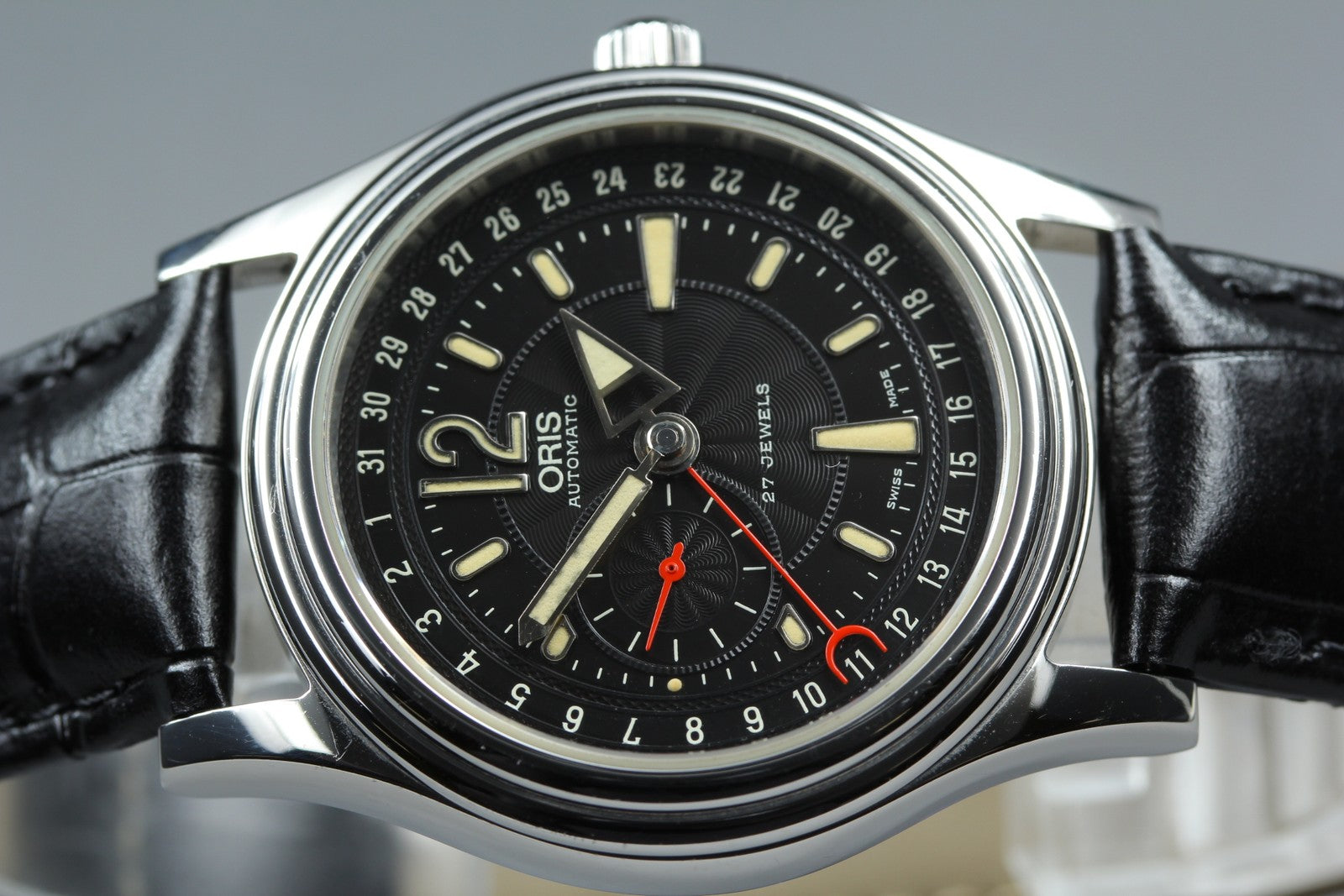 Vintage ORIS Pointer Date 7476 Automatic Black Date Men's Watch 37mm From JAPAN