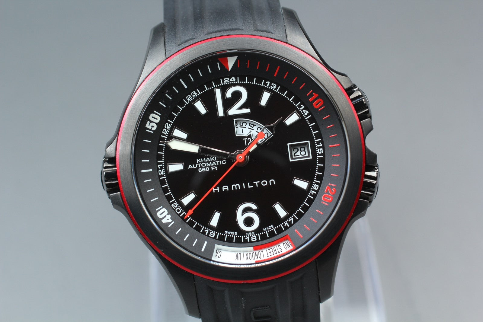 Hamilton Khaki Navy H775850 GMT Diver Automatic Black Men's Watch 43mm *N MINT