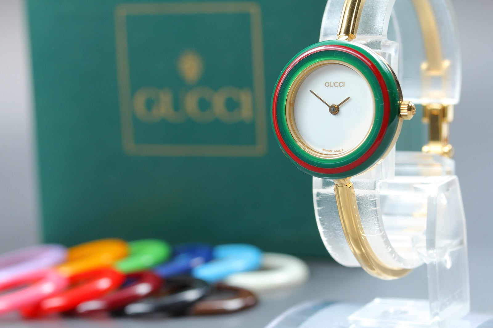 New Batt Gucci Change Bezel 11/12.2 12Color Women's White Quartz Watch JP