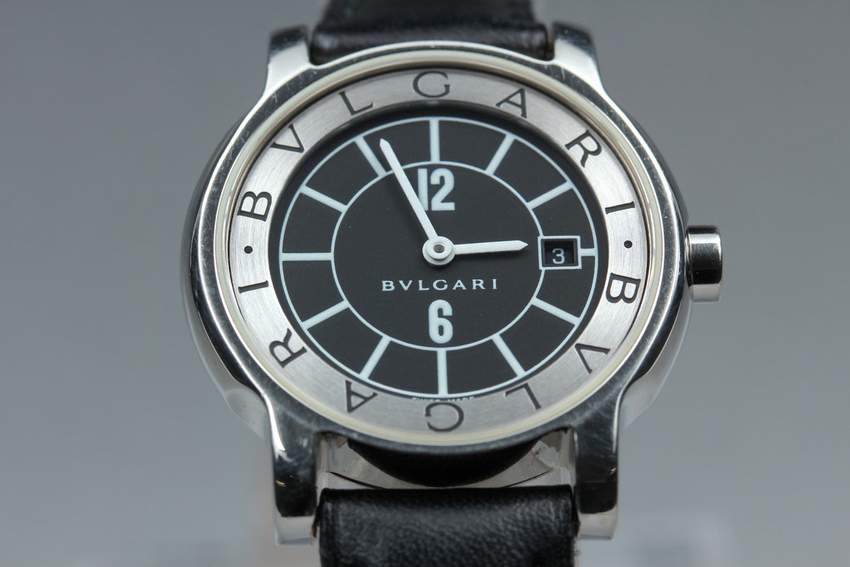 New Batt BVLGARI Solotempo ST29S Quartz Black Women's Watch 29mm JAPAN Box