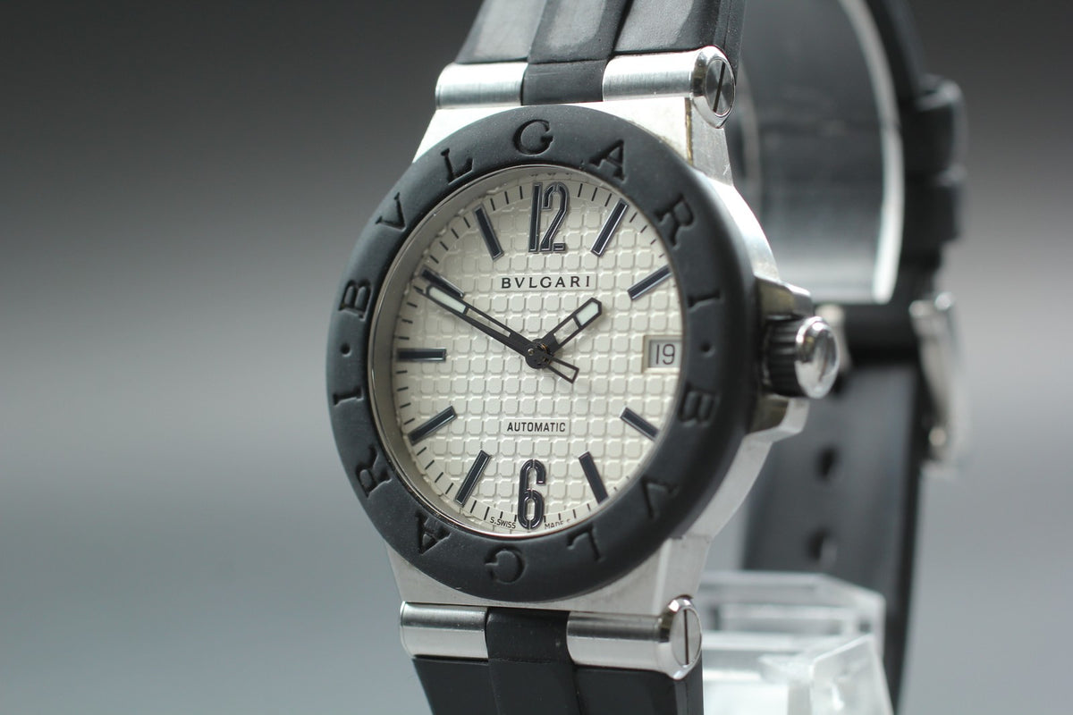 BVLGARI Diagono DG35SV White Dial Automatic Date Men's Watch 35mm From JAPAN