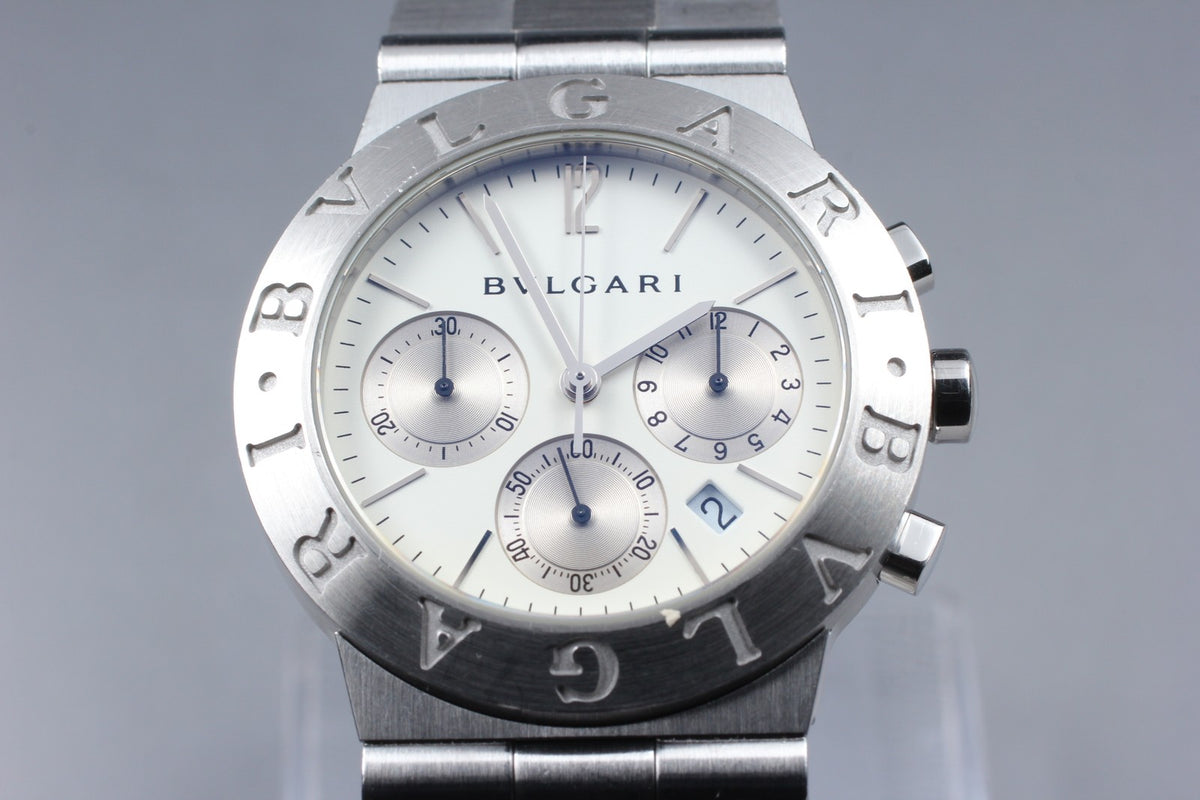 overhauled BVLGARI Bvlgari Diagono CH35S White Quartz Men's Watch 36mm JAPAN Box