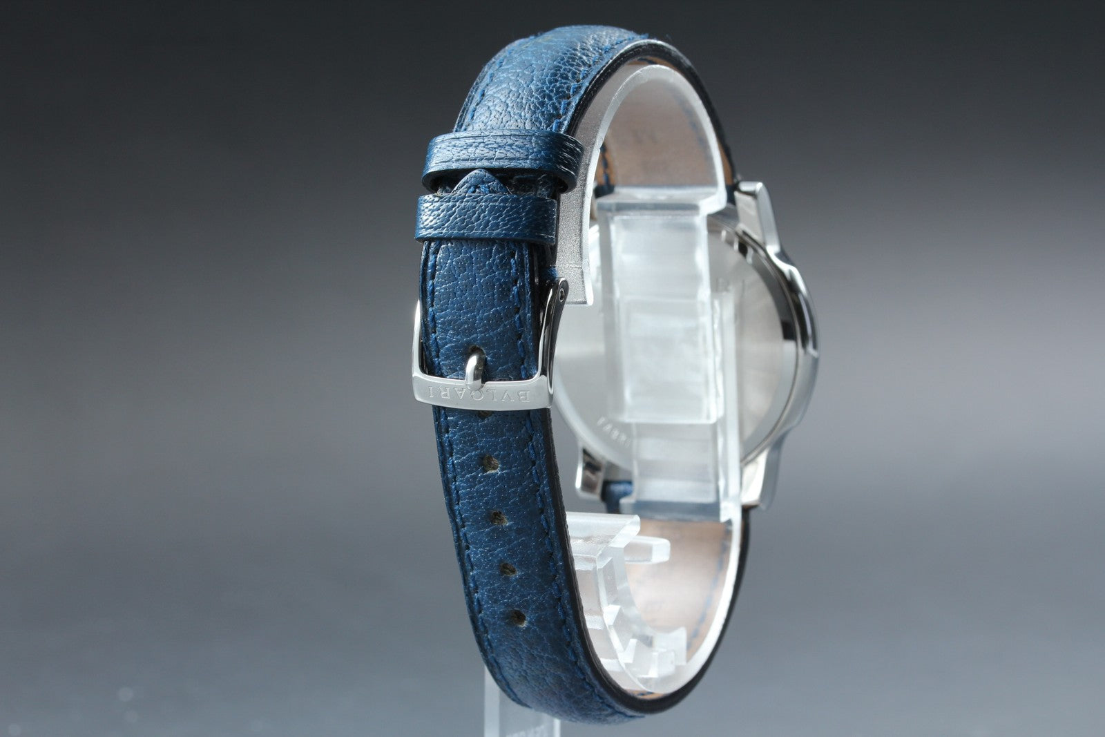 New Batt BVLGARI SOLOTEMPO ST35S Quartz Blue Men's Watch 35mm JAPAN Exc+5*Box