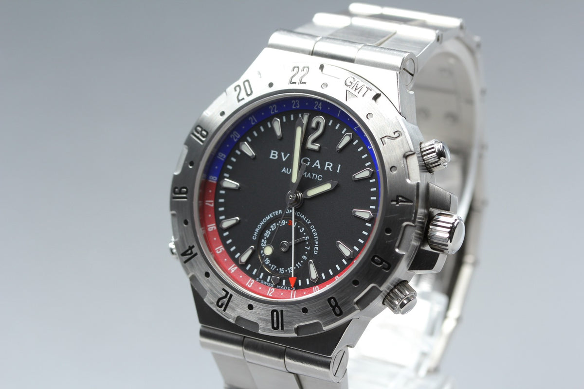 BVLGARI Diagono Professional GMT40S Automatic Black Men's Watch 40mm JAPAN Box