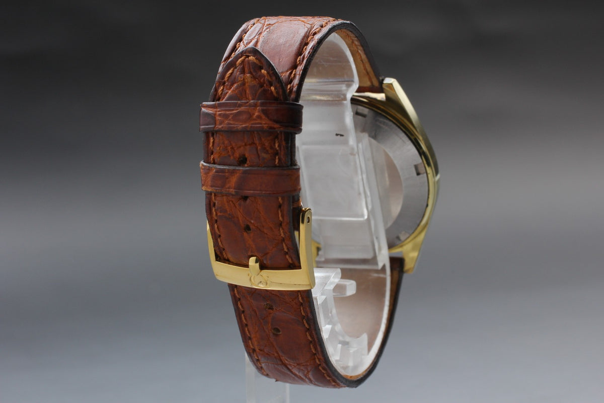 OMEGA Geneve 166.041 Cal.565 Date Gold Brown 34mm Automatic Men's Watch Vintage